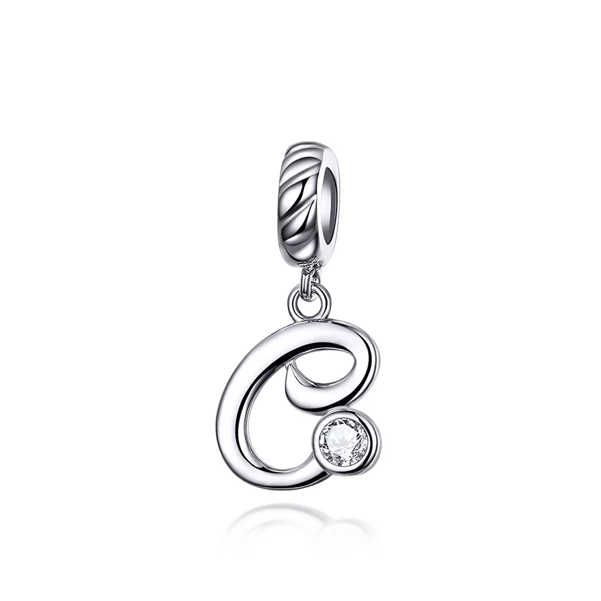 pendiente colgante de letra c en plata estilo pandora scc1183 c
