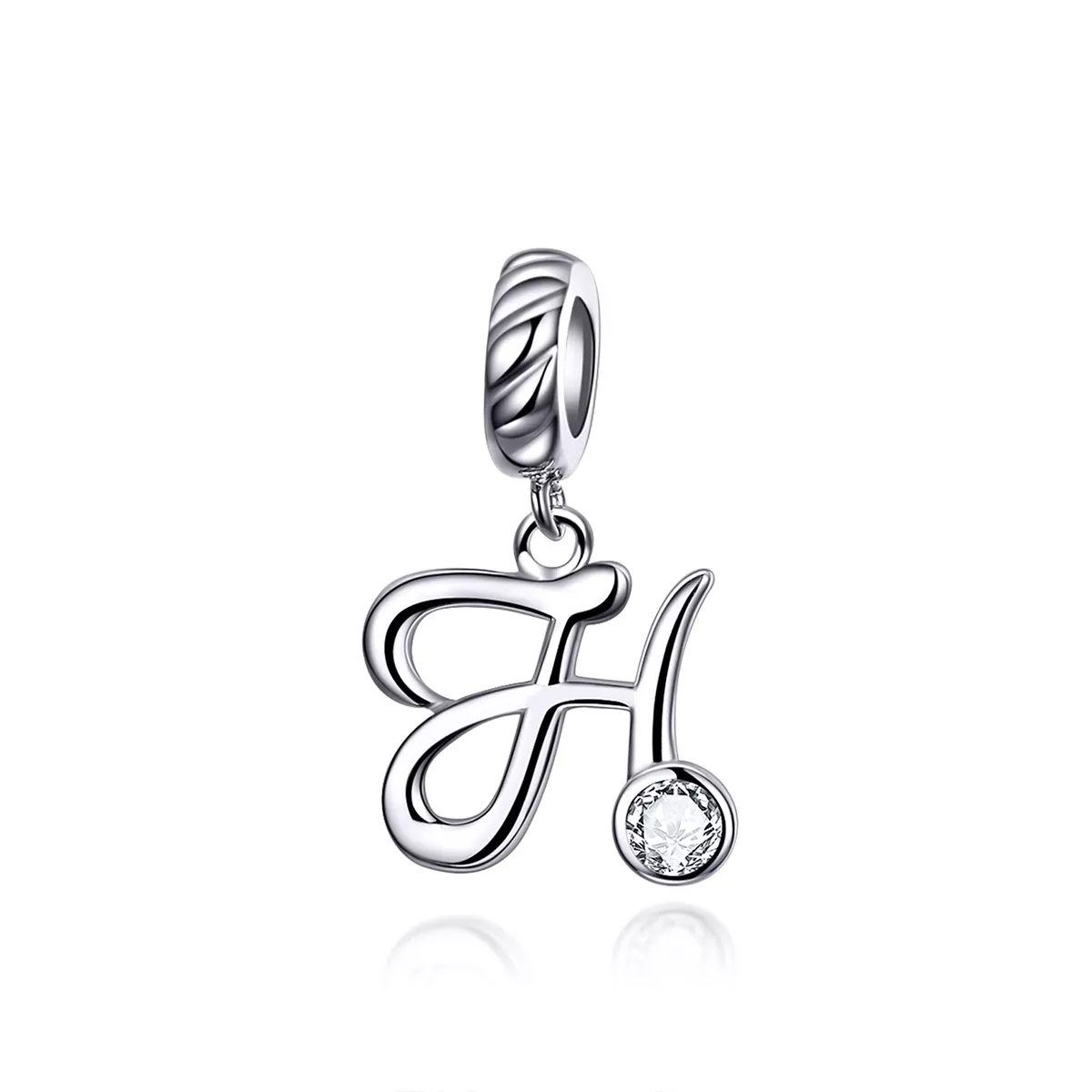pendiente colgante de letra h en estilo pandora de plata scc1183 h