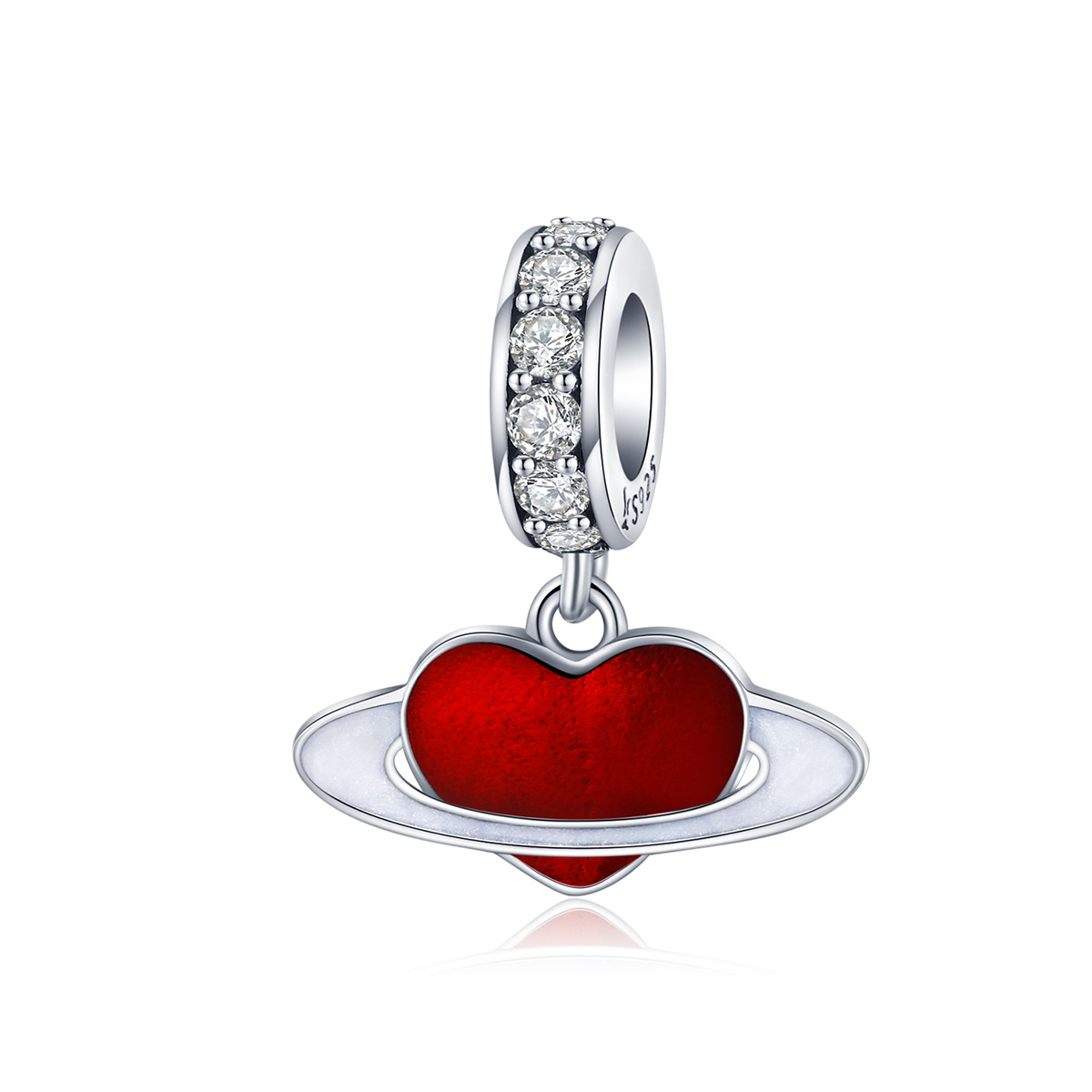 pendiente colgante de plata estilo pandora con diseño de planeta del amor scc1165