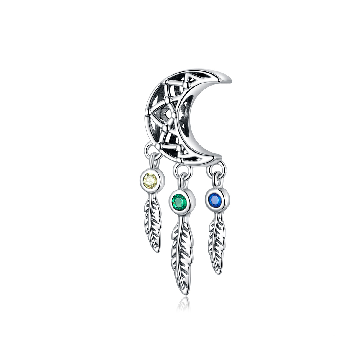 pendiente colgante estilo pandora con atrapasueños de plata scc1232