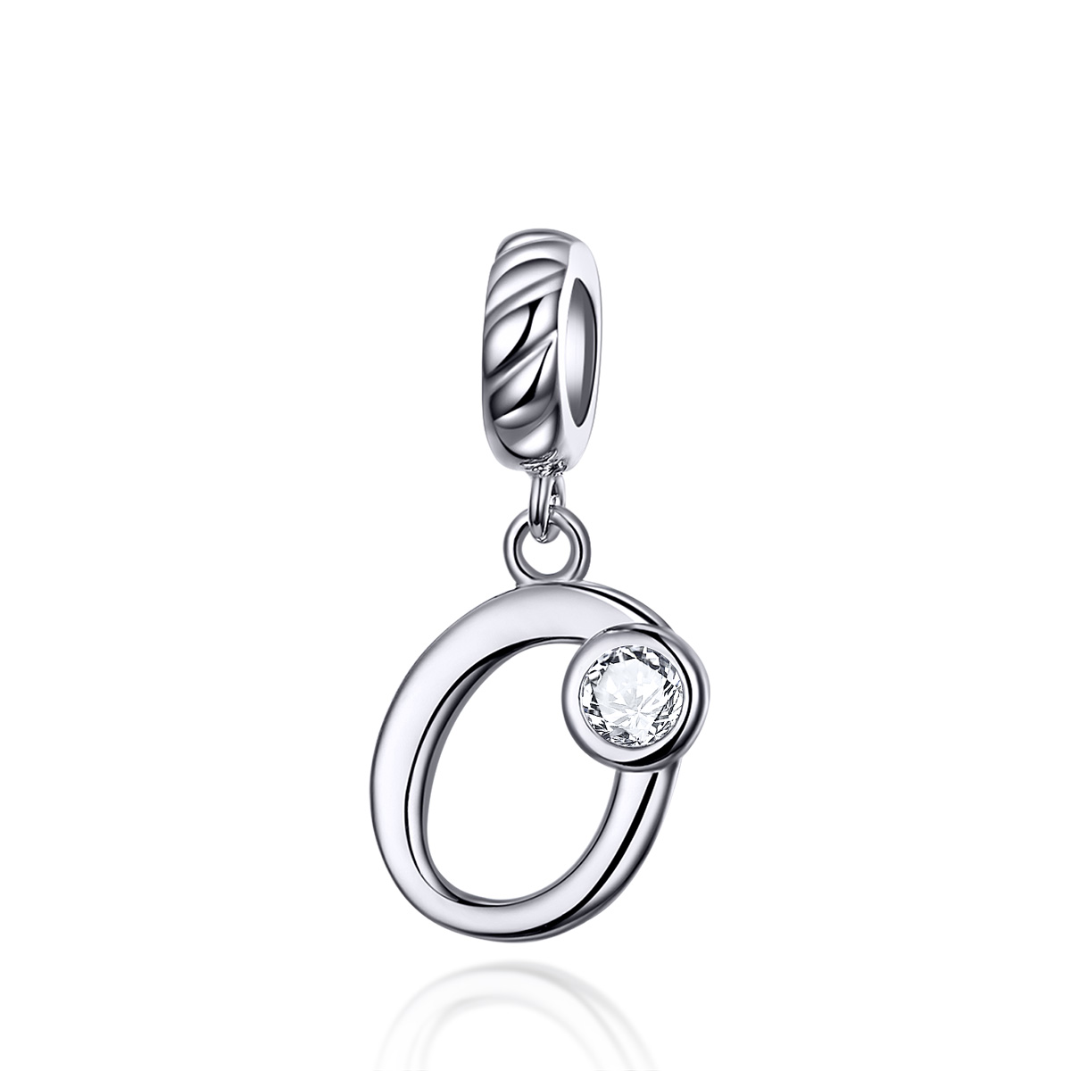 pendiente colgante estilo pandora plateado con número 0 scc1183 o
