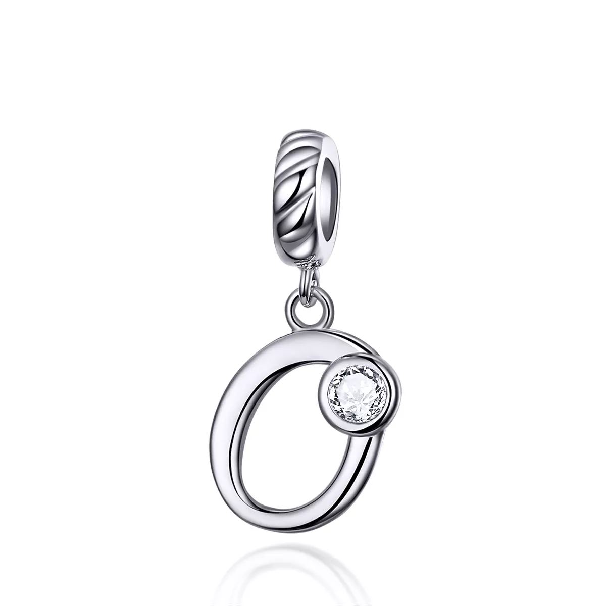 pendiente colgante estilo pandora plateado con número 0 scc1183 o