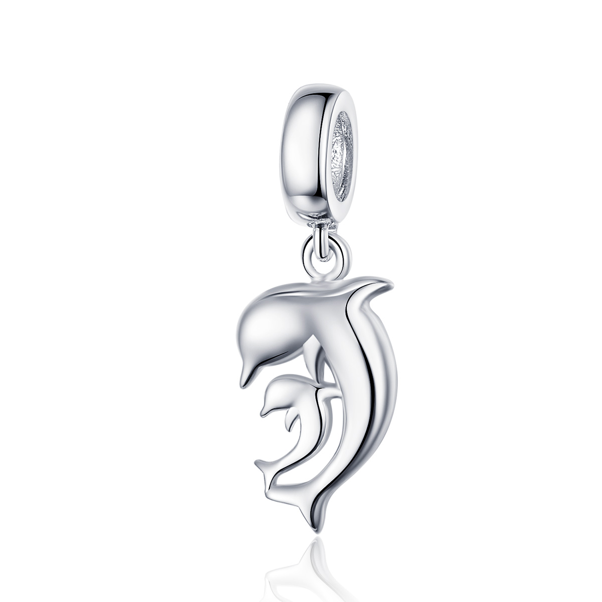 pendiente de plata estilo pandora con colgante de lfín scc1206