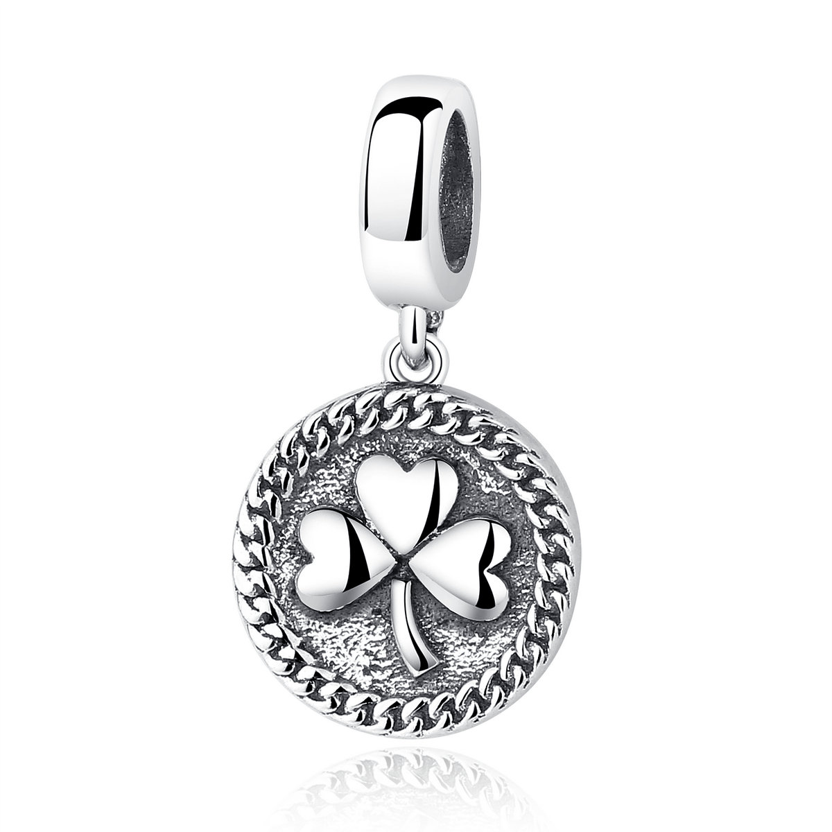 pendiente de trébol de plata con estilo pandora scc039