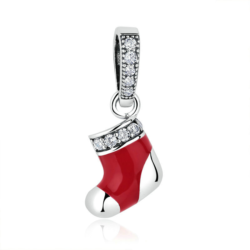 pendiente pandora style calcetines de navidad de plata scc074