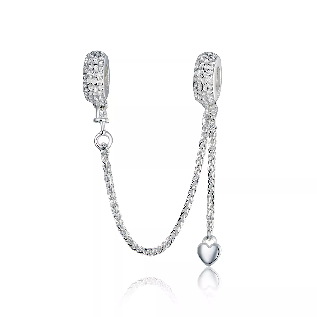 pulsera de seguridad en estilo pandora de plata con pequeña cadena scc1112