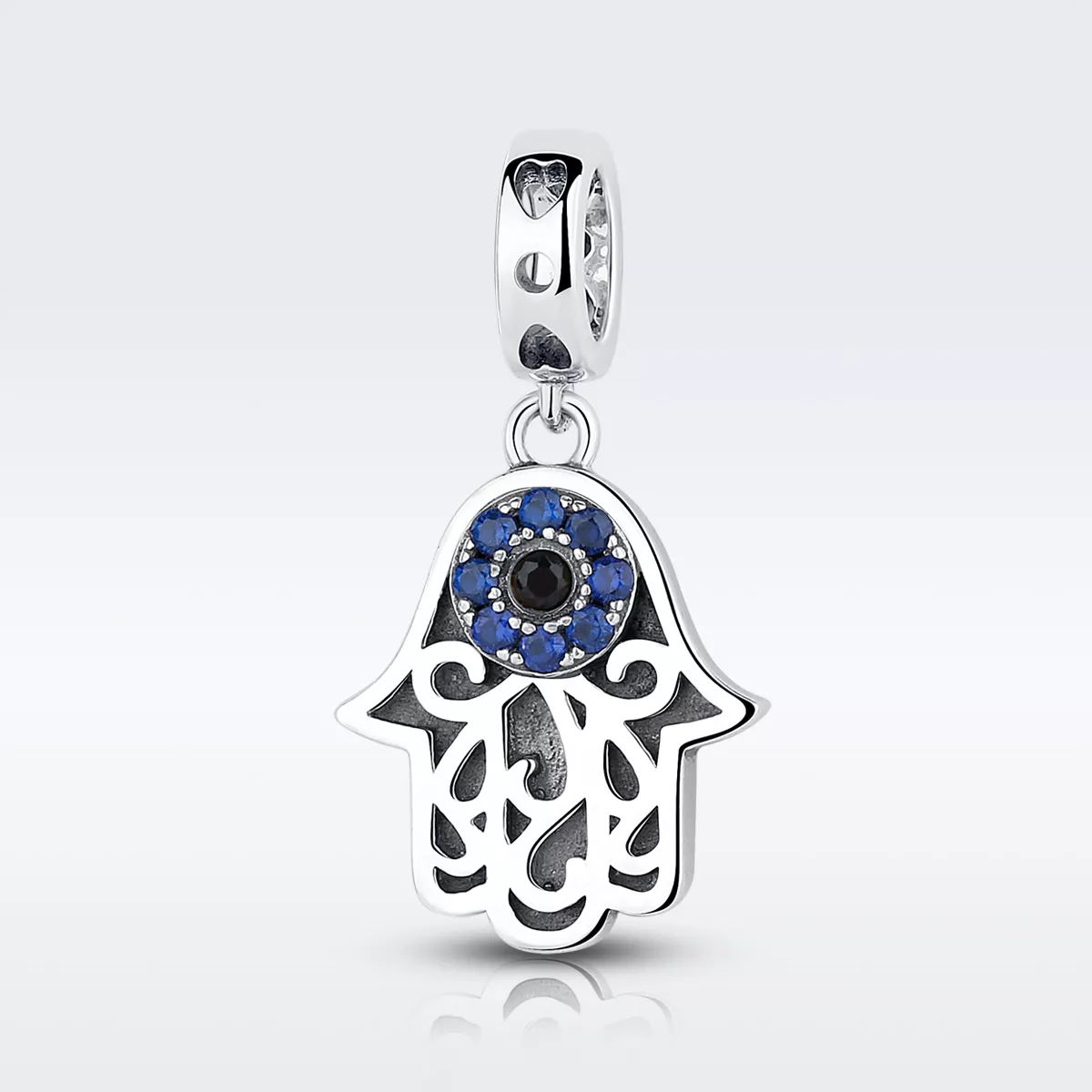 pulsera estilo pandora con colgante de mano de fátima en plata scc085