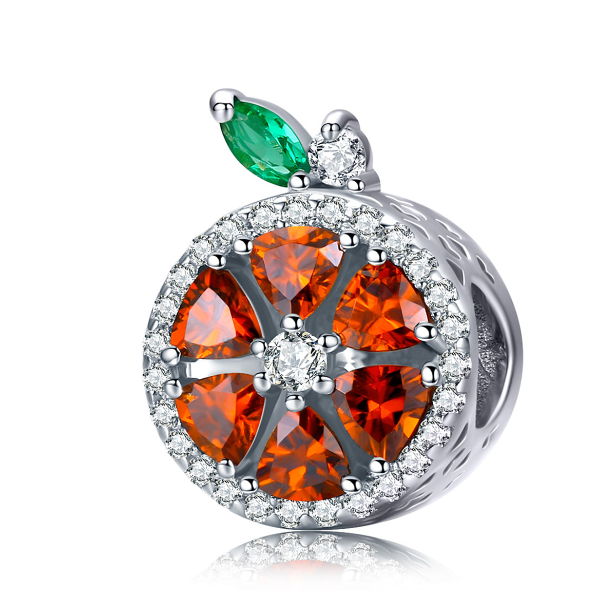 pulsera estilo pandora con encanto de pomelo plateado scc1277