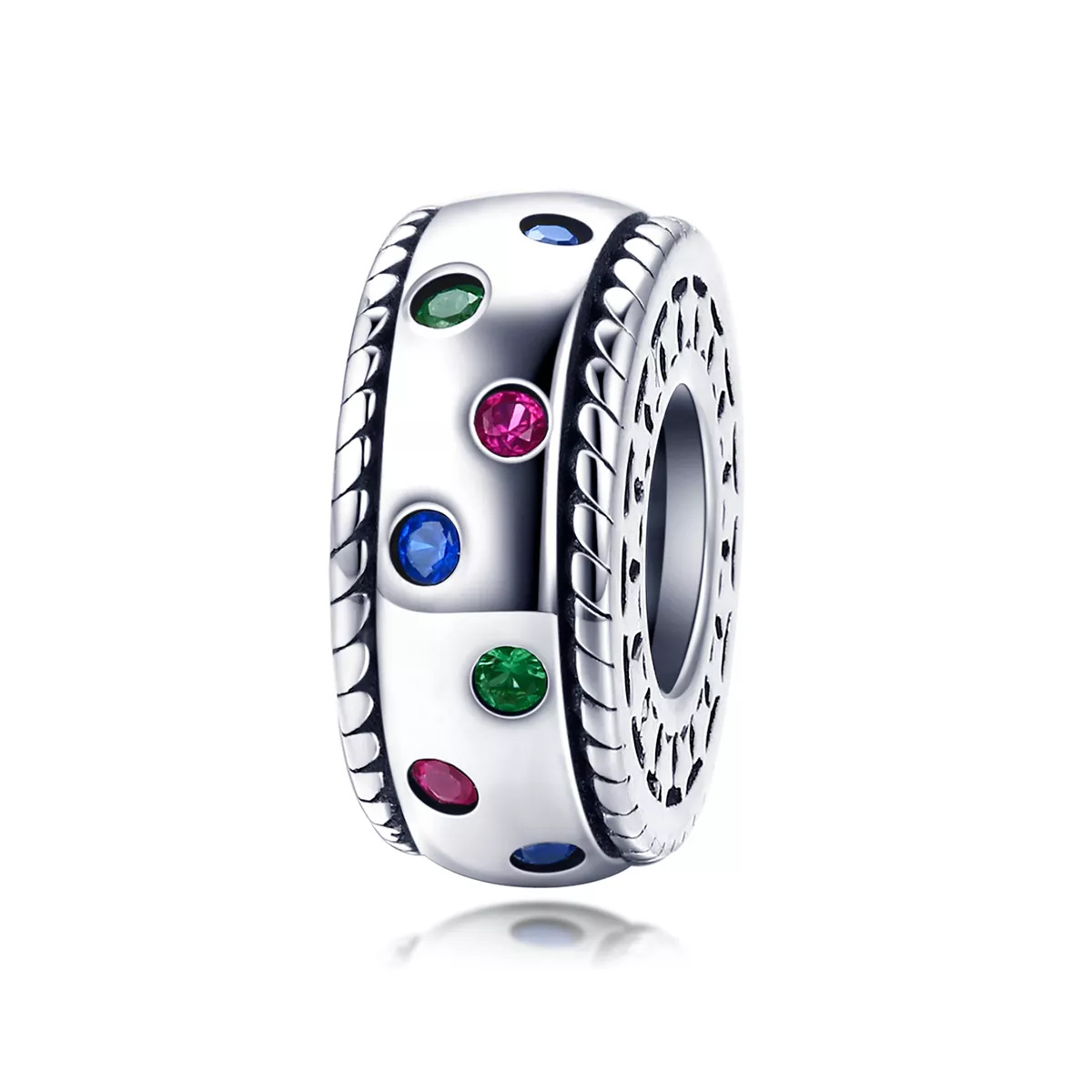 spacer de estilo pandora momento de primer encuentro en plata scc1005