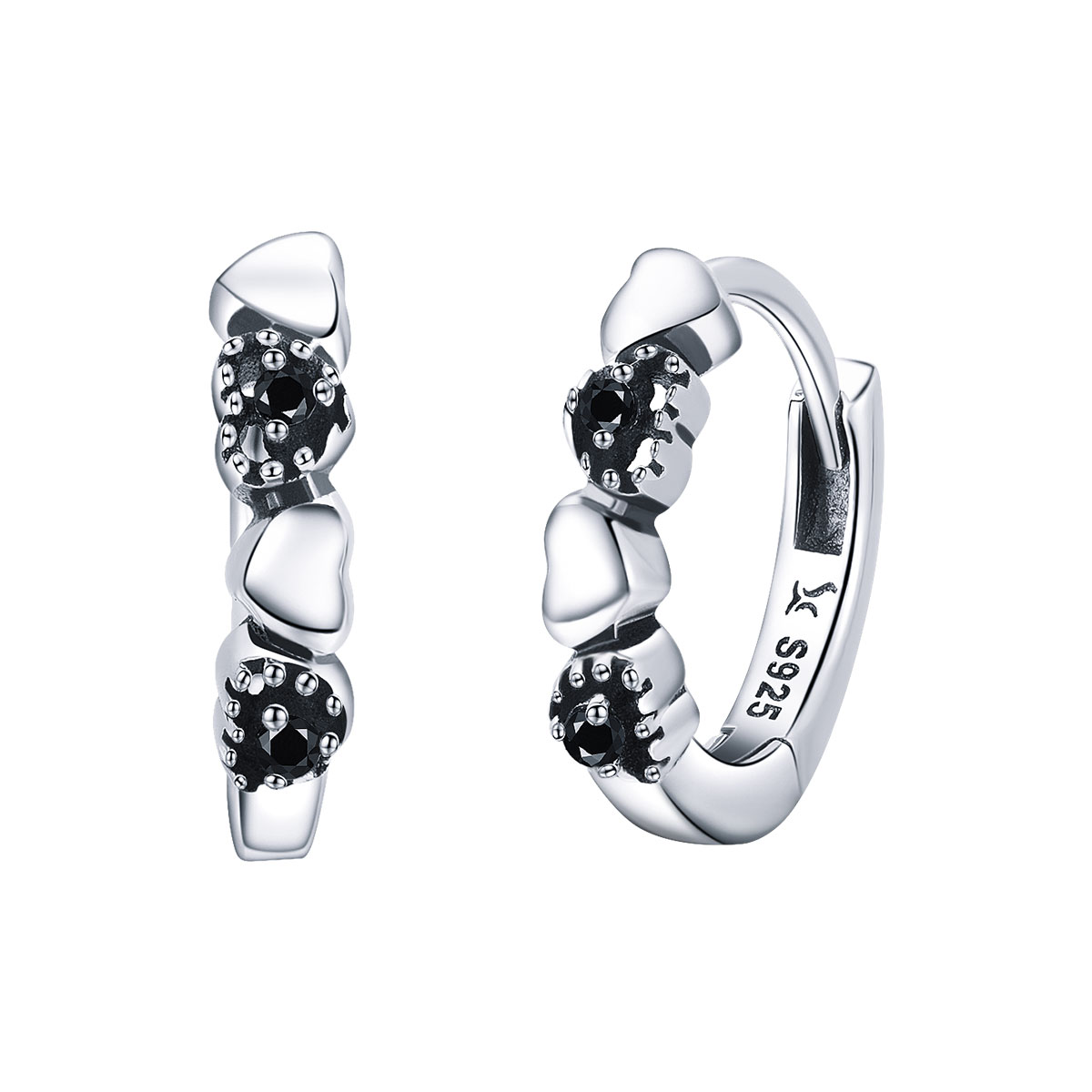 aretes de argollas de corazones plateados estilo pandora sce445