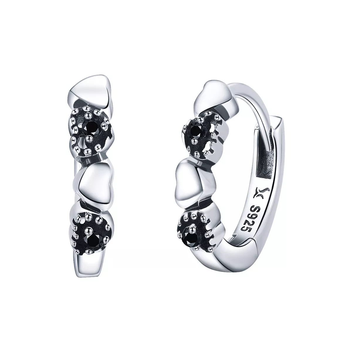 aretes de argollas de corazones plateados estilo pandora sce445