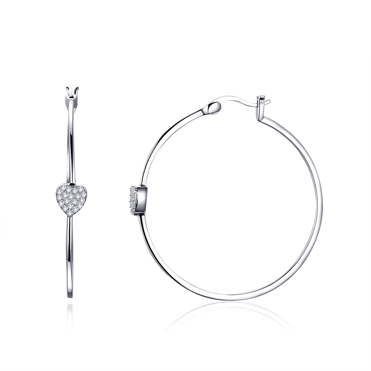 aretes de aro de plata estilo pandora con el mensaje te amo sce518