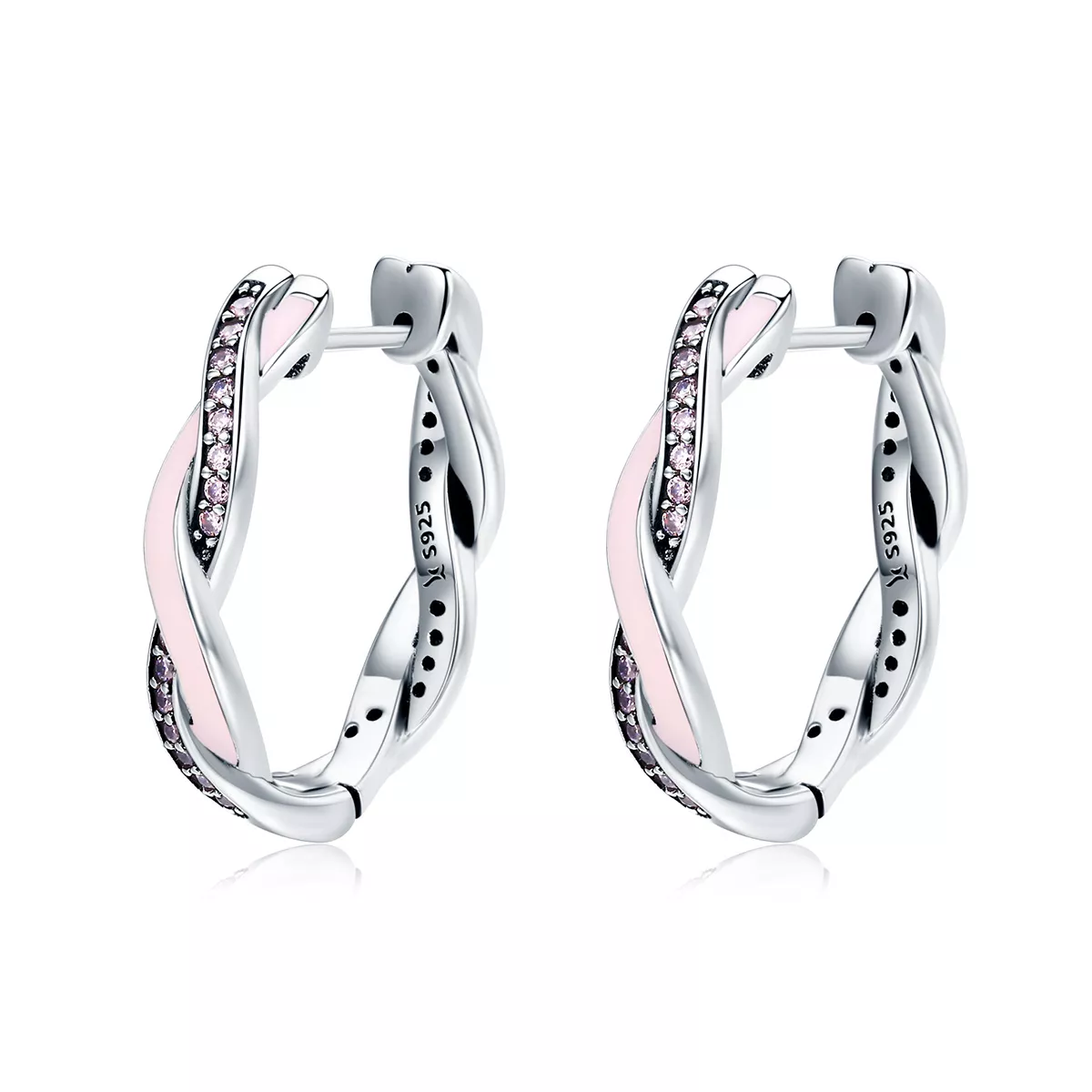 aretes de aro plateados con lindo conejo al estilo pandora sce297