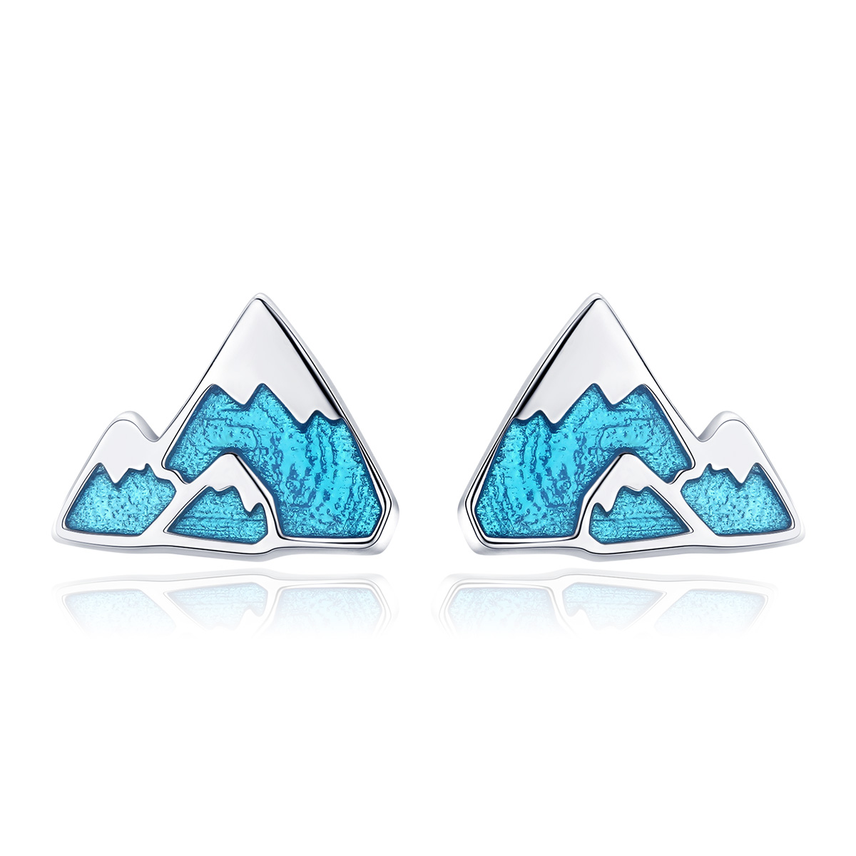 aretes únicos estilo pandora están hechos de plata y tienen un diseño de iceberg sce475