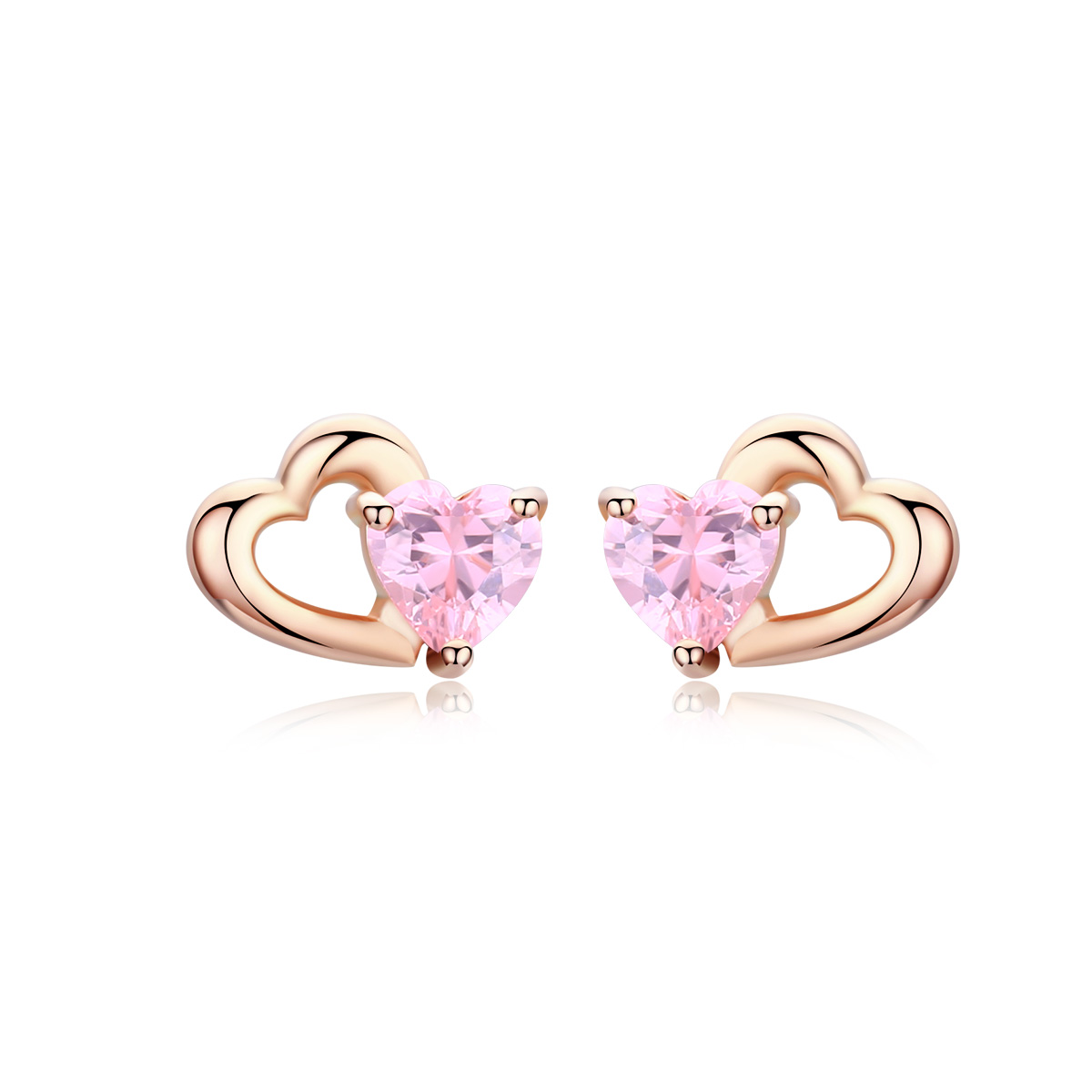 cautivadores pendientes de tuerca estilo pandora en oro rosa palpitante sce090 c