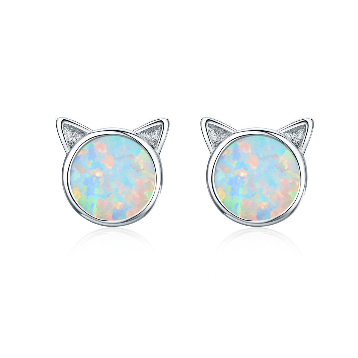 elegantes pendientes de botón en forma de estrella con diseño estilo pandora de plata y con detalle de meow sce538 q