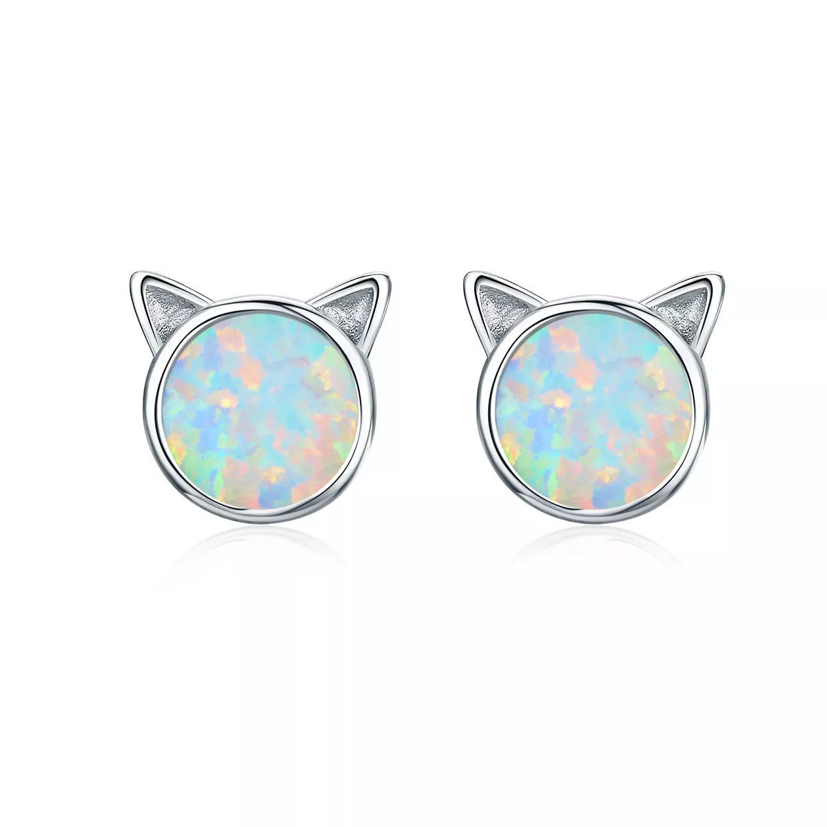 elegantes pendientes de botón en forma de estrella con diseño estilo pandora de plata y con detalle de meow sce538 q