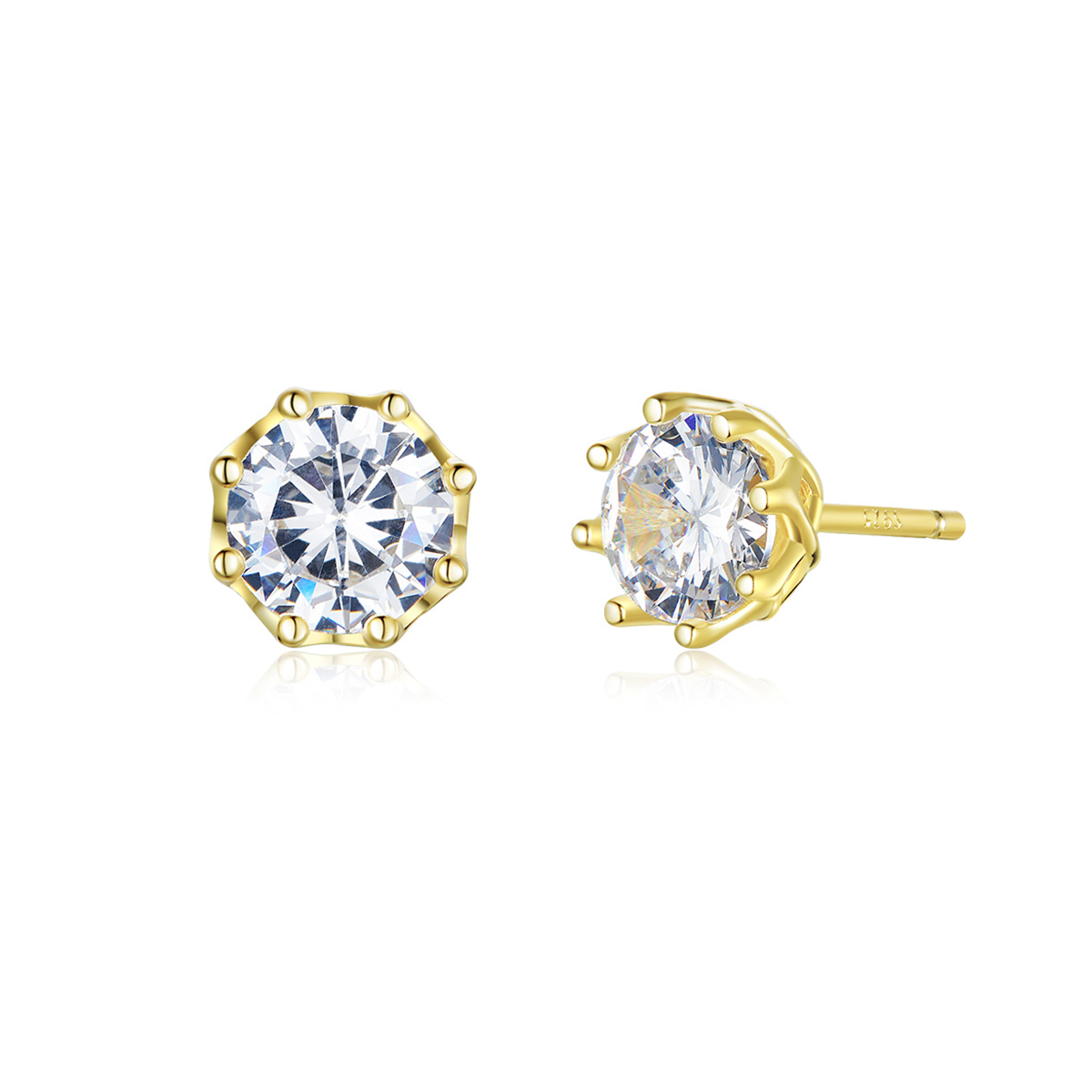 elegantes pendientes de estudio ligeros estilo pandora chapados en oro sce499 b
