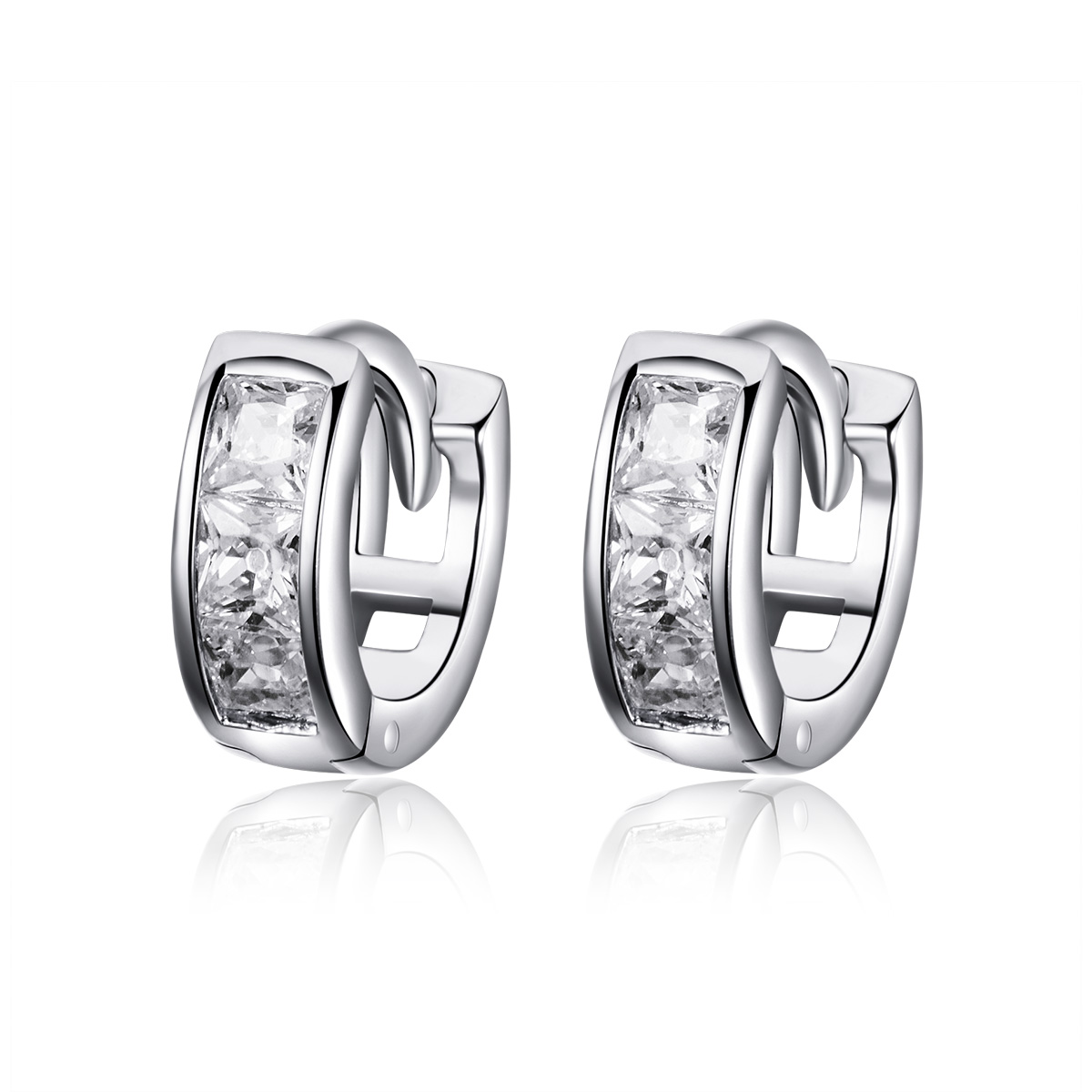 estilo pandora aros de plata brillante para niña sce515