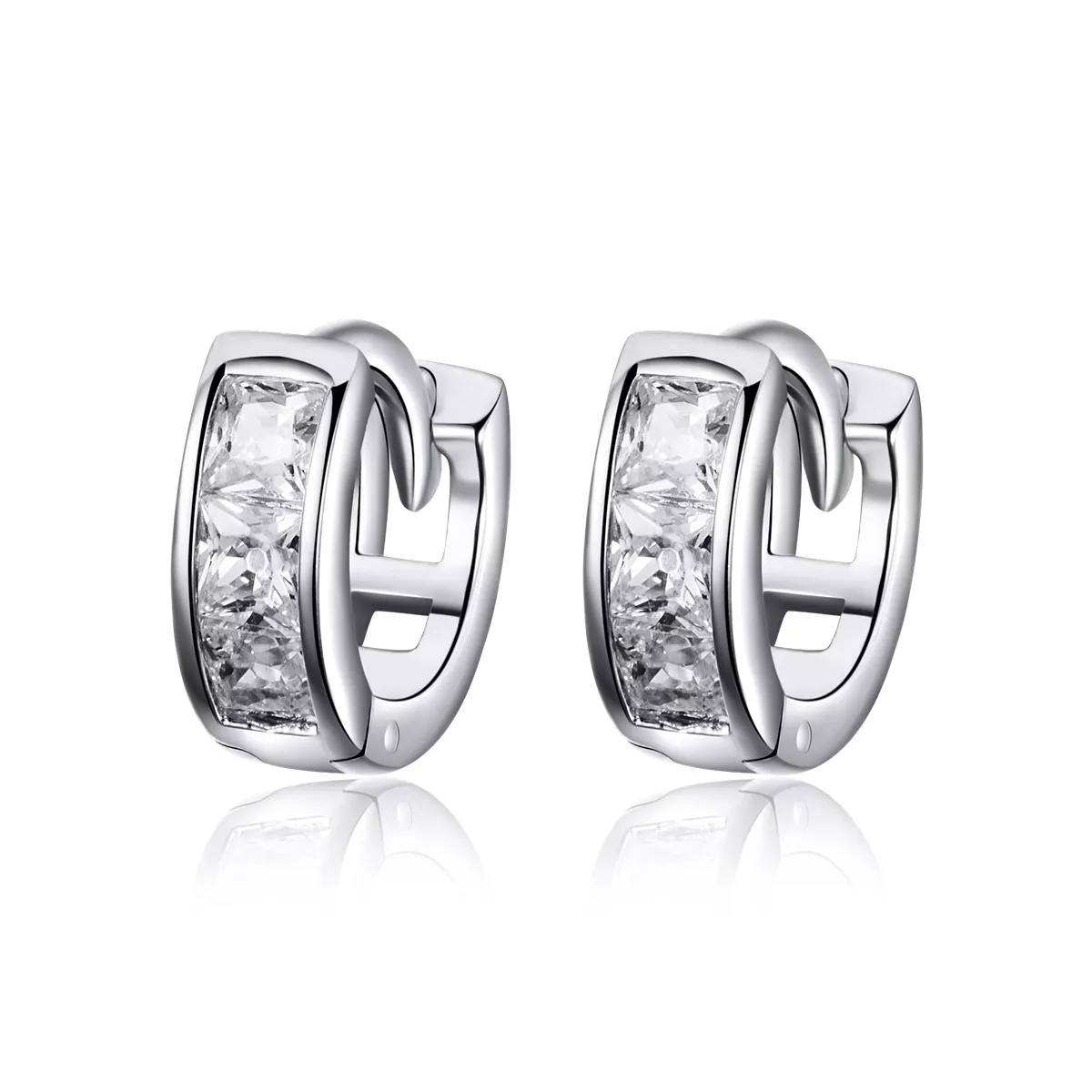 estilo pandora aros de plata brillante para niña sce515
