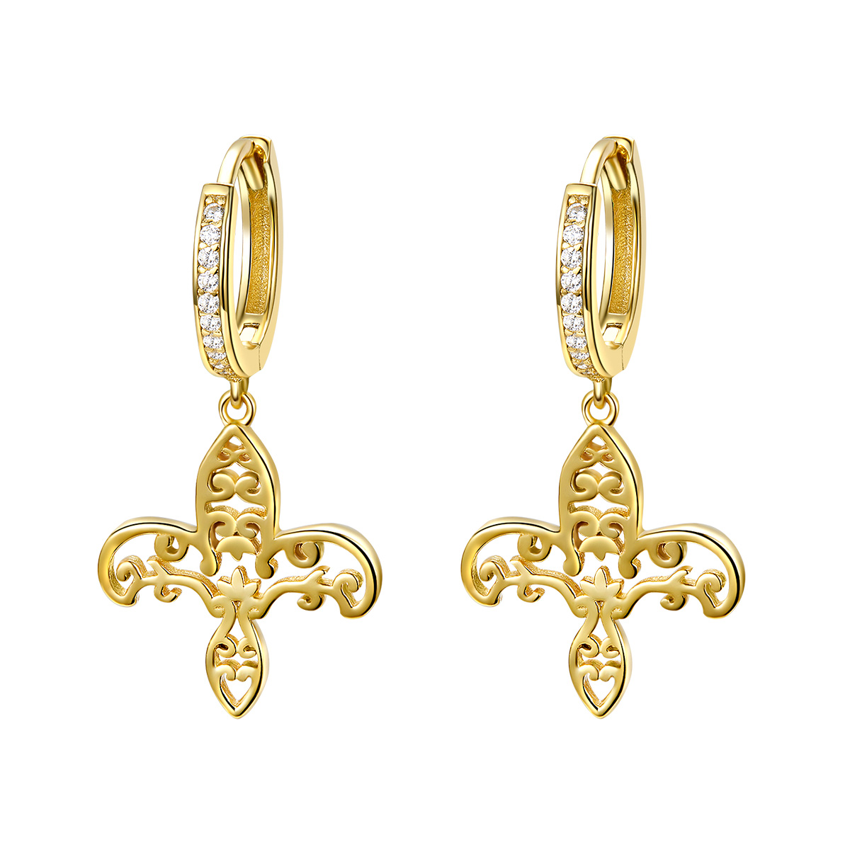 estilo pandora pendientes colgantes de iris bañados en oro sce535