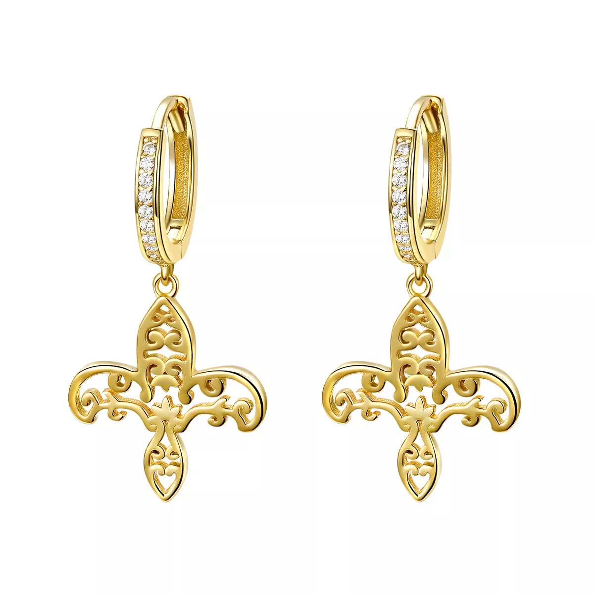 estilo pandora pendientes colgantes de iris bañados en oro sce535