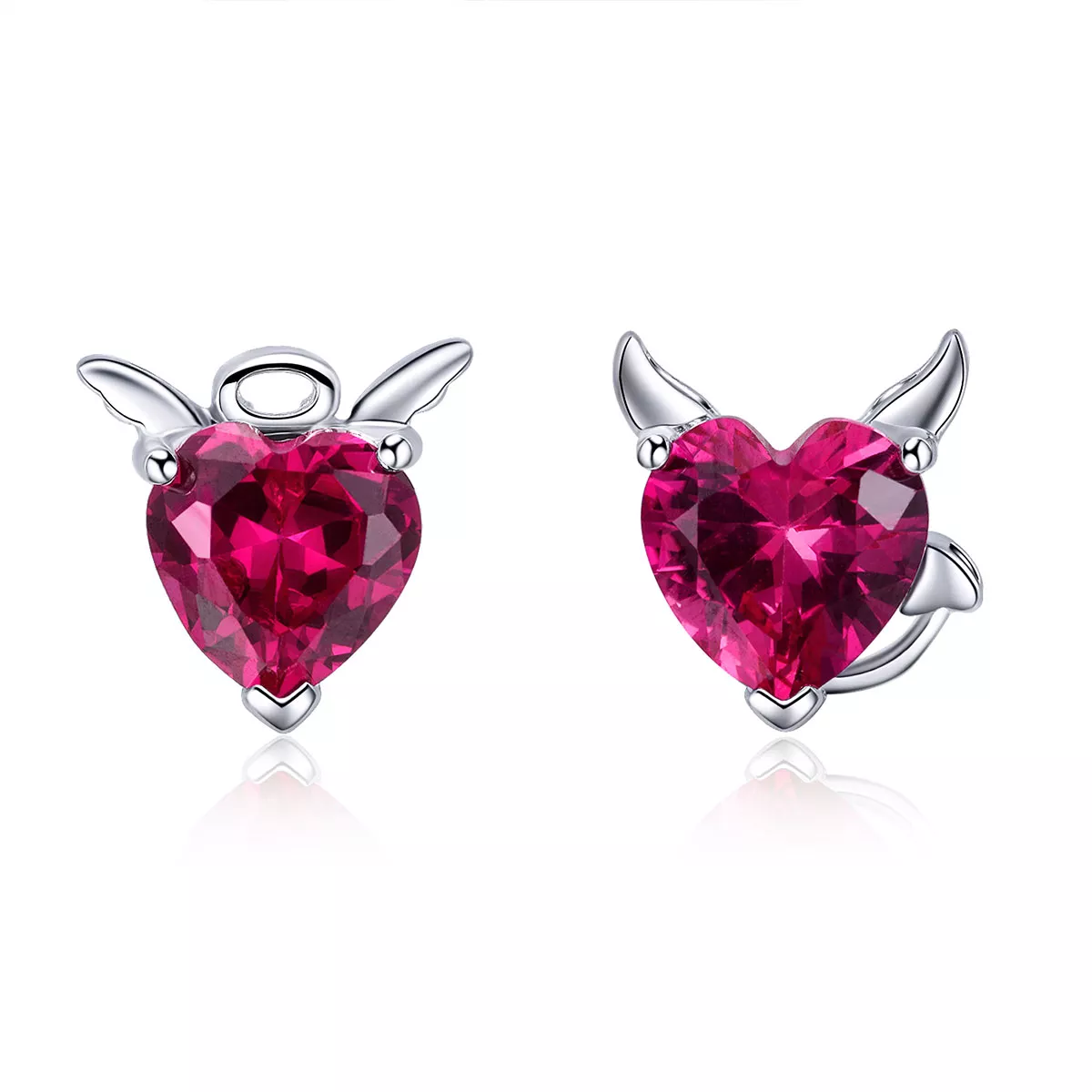 estilo pandora pendientes de plata angel y diablo sce414