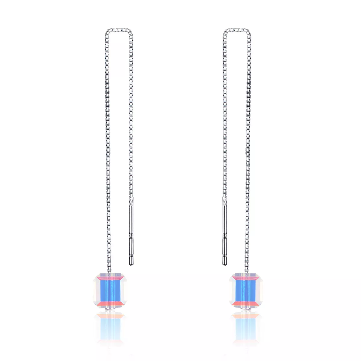 estilo pandora plata lágrimas en la profundidad del océano pendientes colgantes sce501