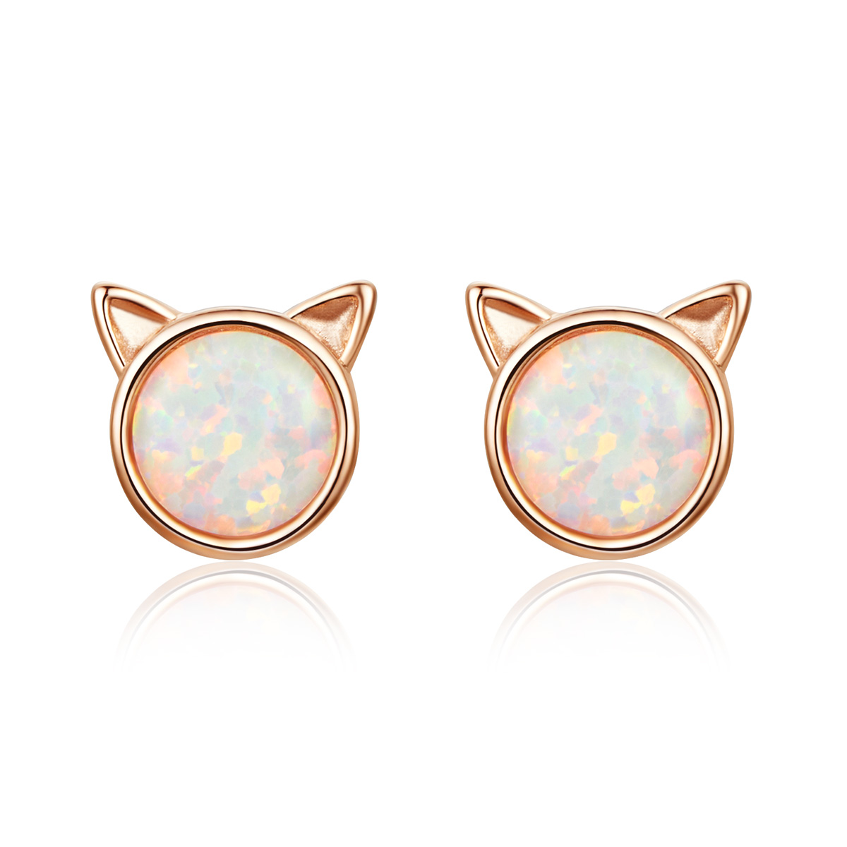 exquisitos pendientes de estrella meow estilo pandora en oro rosa sce538
