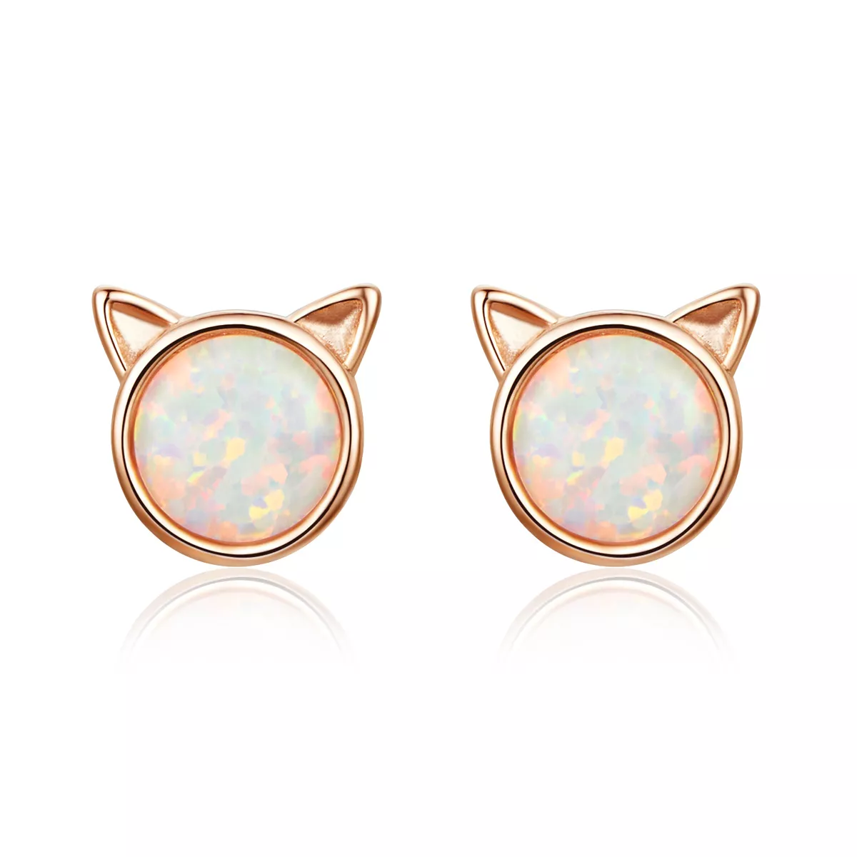 exquisitos pendientes de estrella meow estilo pandora en oro rosa sce538