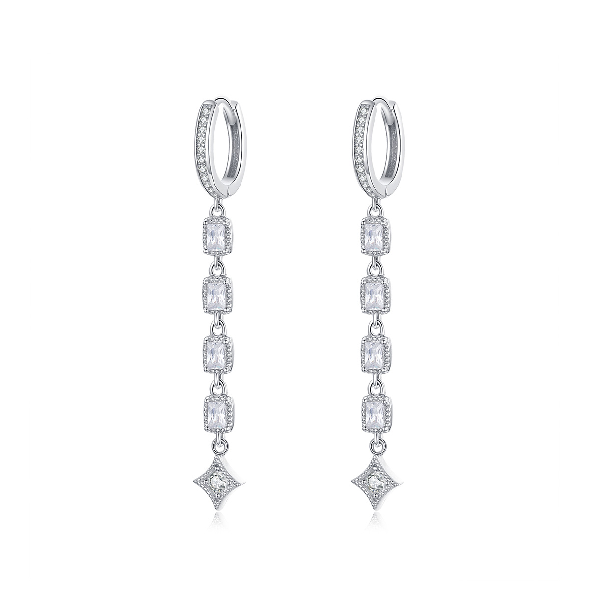 pendientes colgantes de amor estilo pandora en plata con circonitas sce583