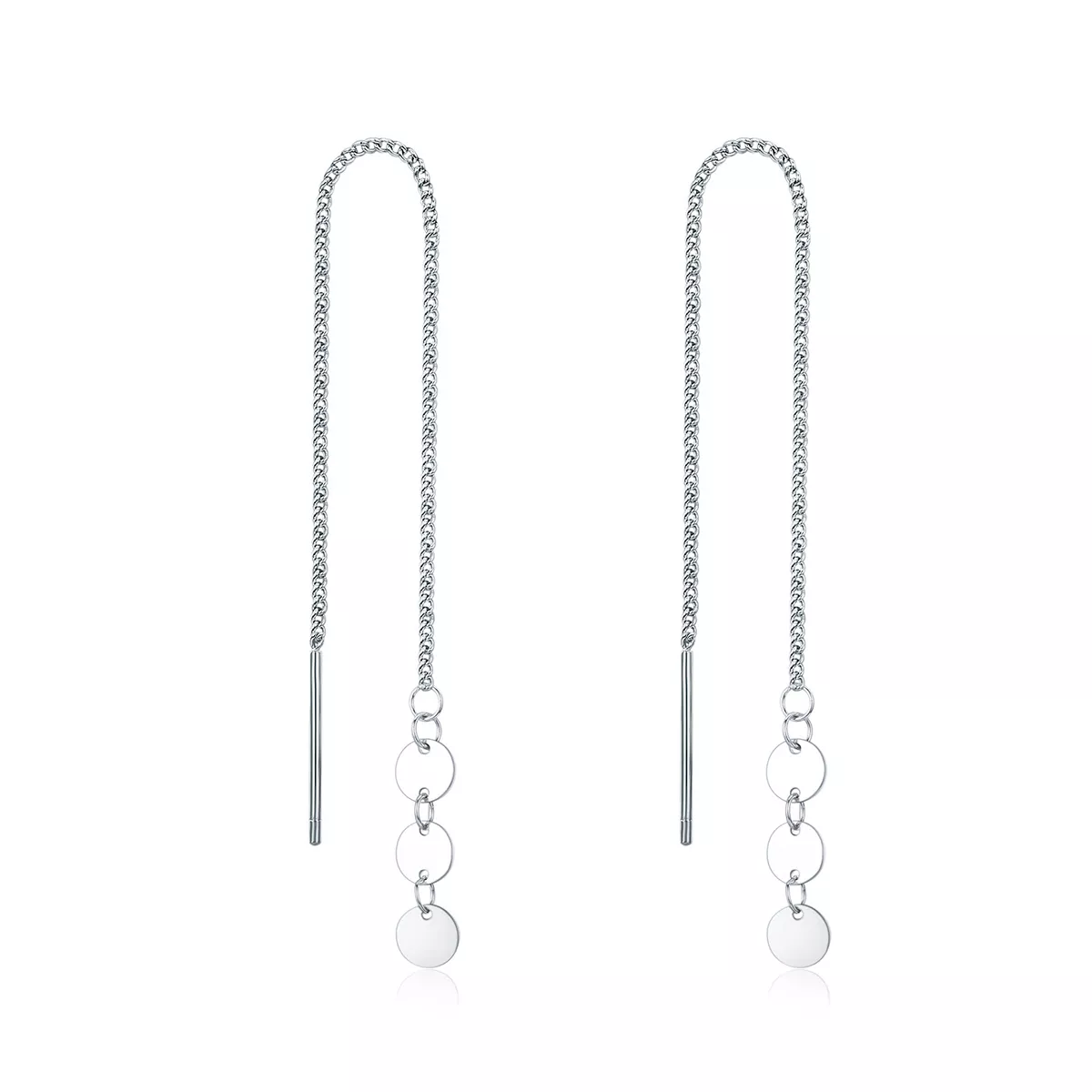 pendientes colgantes de estilo pandora con lentejuelas plateadas sce687