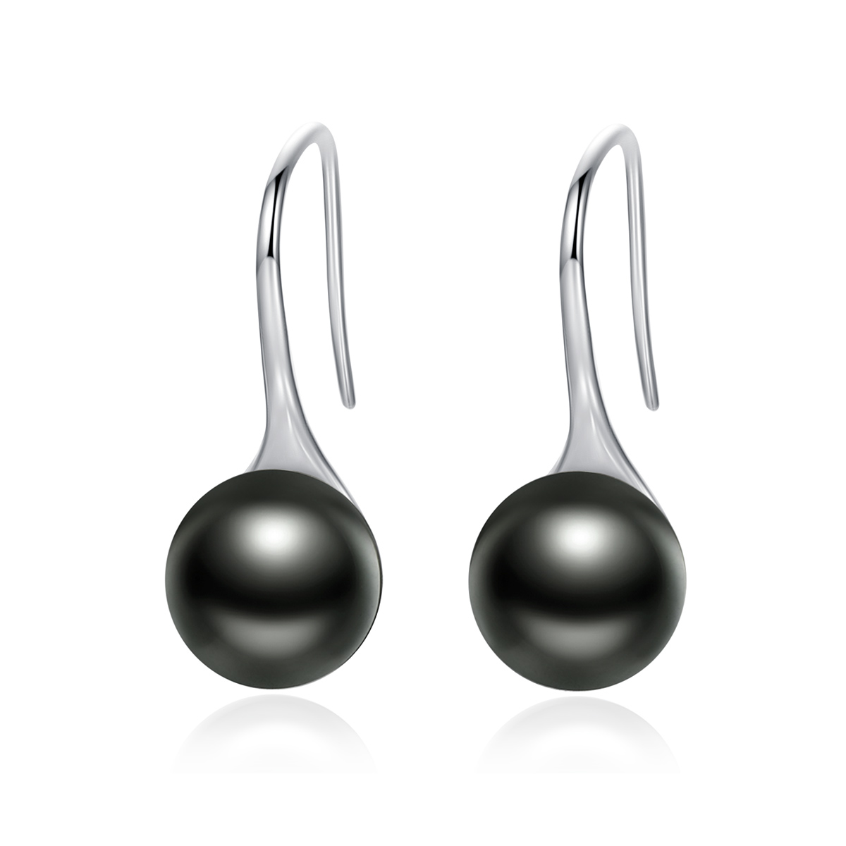 pendientes colgantes de estilo pandora de plata con perla negra sce144
