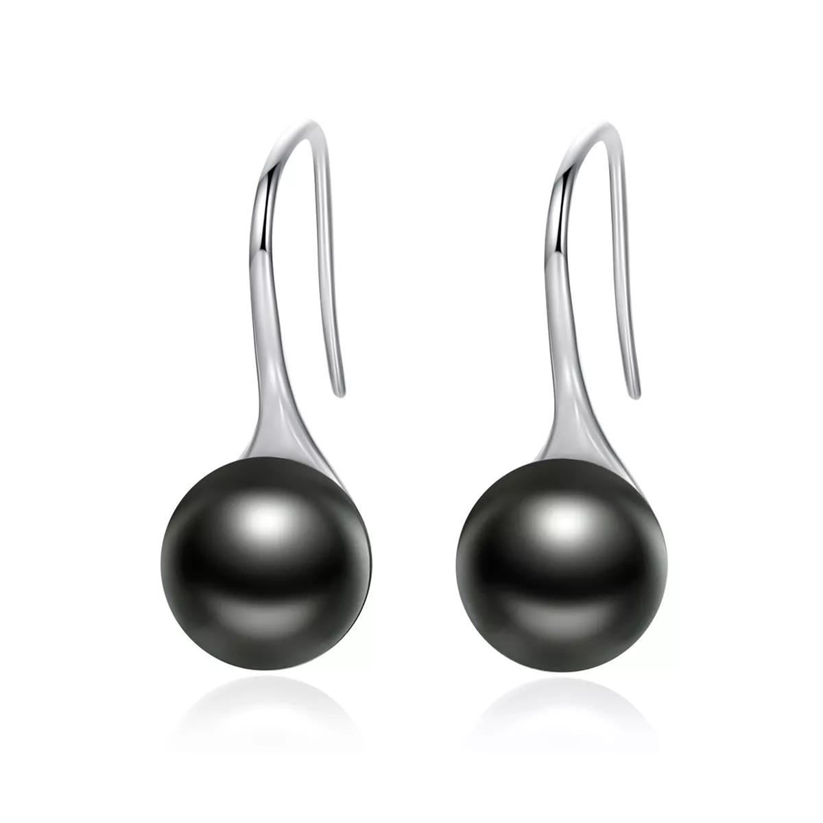 pendientes colgantes de estilo pandora de plata con perla negra sce144