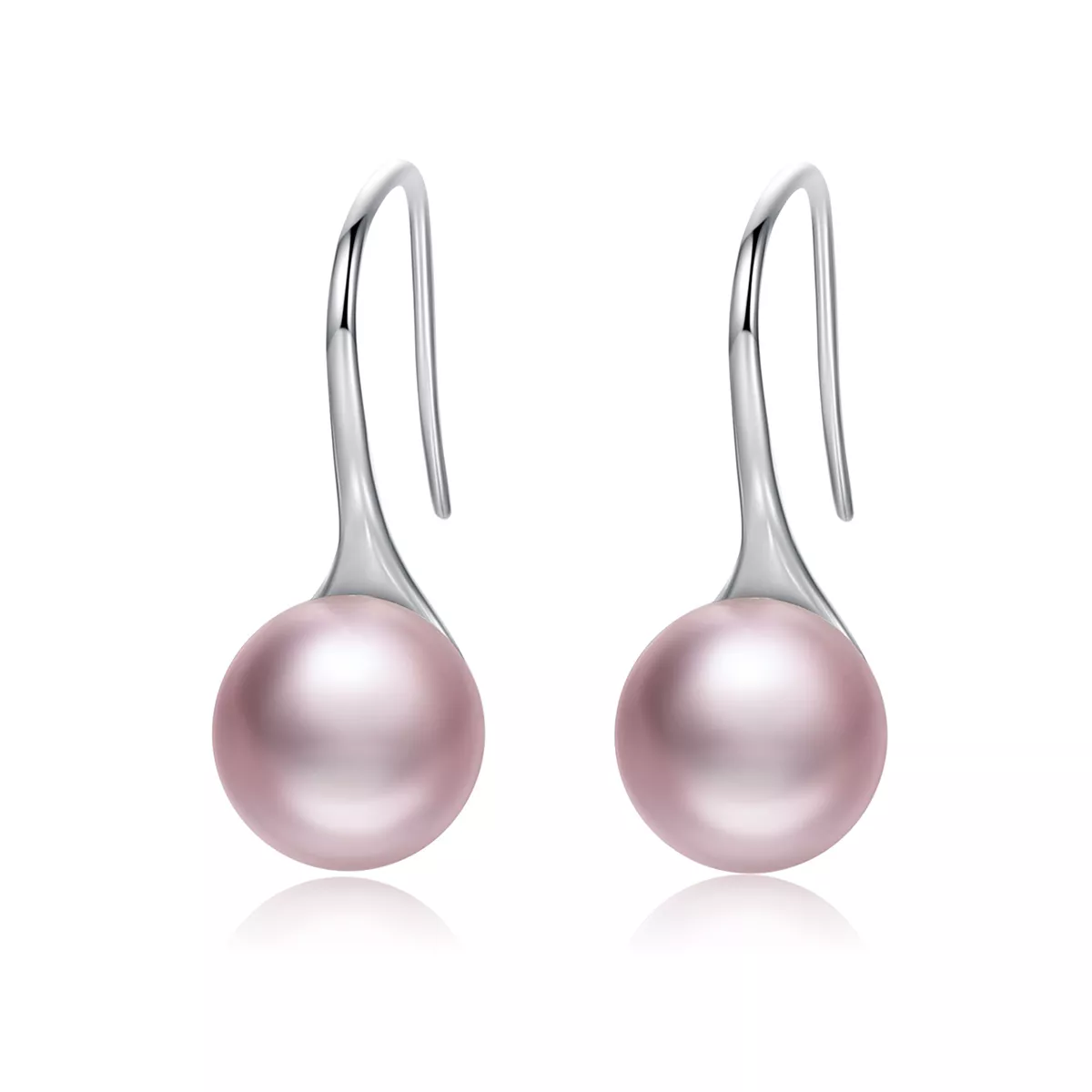 pendientes colgantes de estilo pandora de plata con perla rosa sce145
