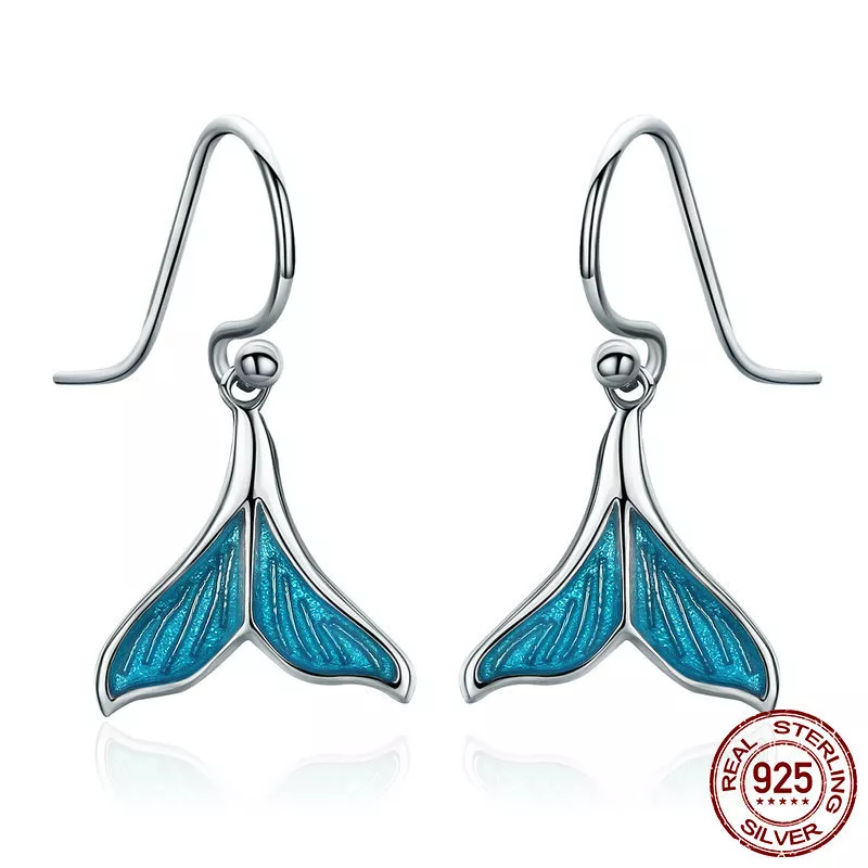 pendientes colgantes de estilo pandora en plata con forma de cola de pez sce065