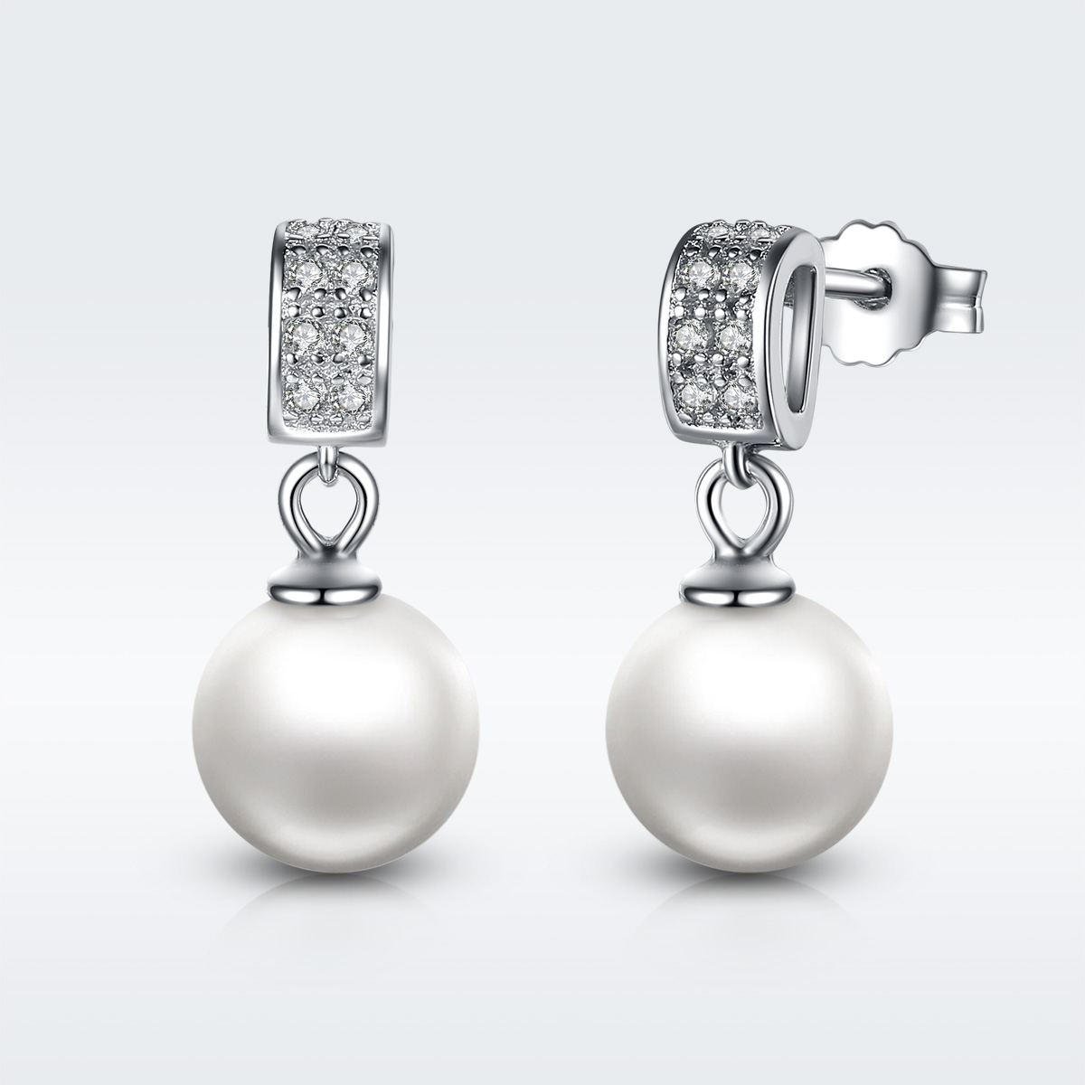 pendientes colgantes de perlas de plata al estilo pandora sce006