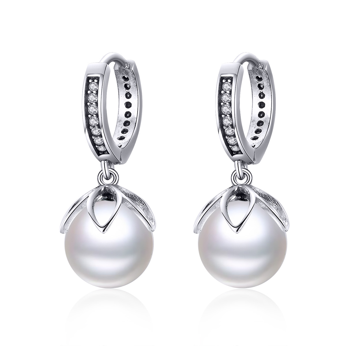 pendientes colgantes de plata estilo pandora con amor delicado sce482