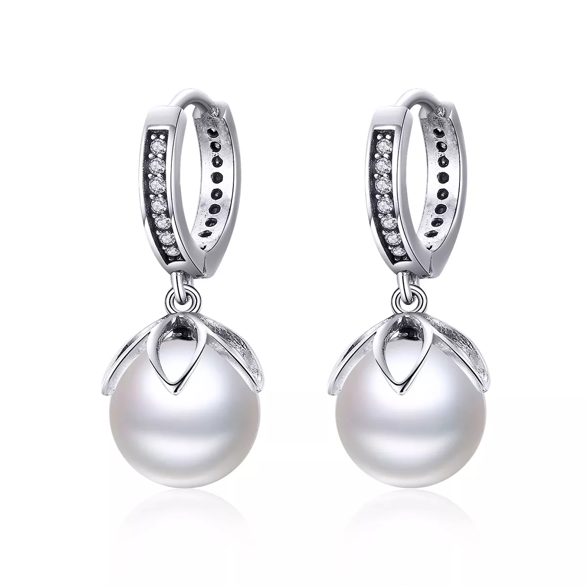 pendientes colgantes de plata estilo pandora con amor delicado sce482