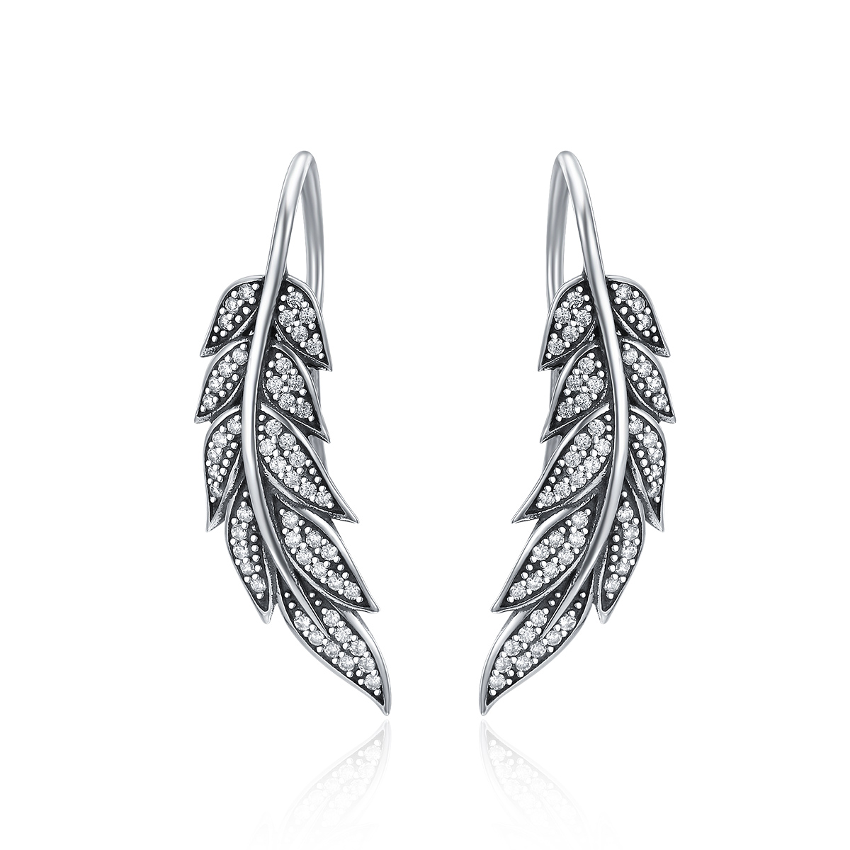 pendientes colgantes enamorados con hojas de plata estilo pandora sce215