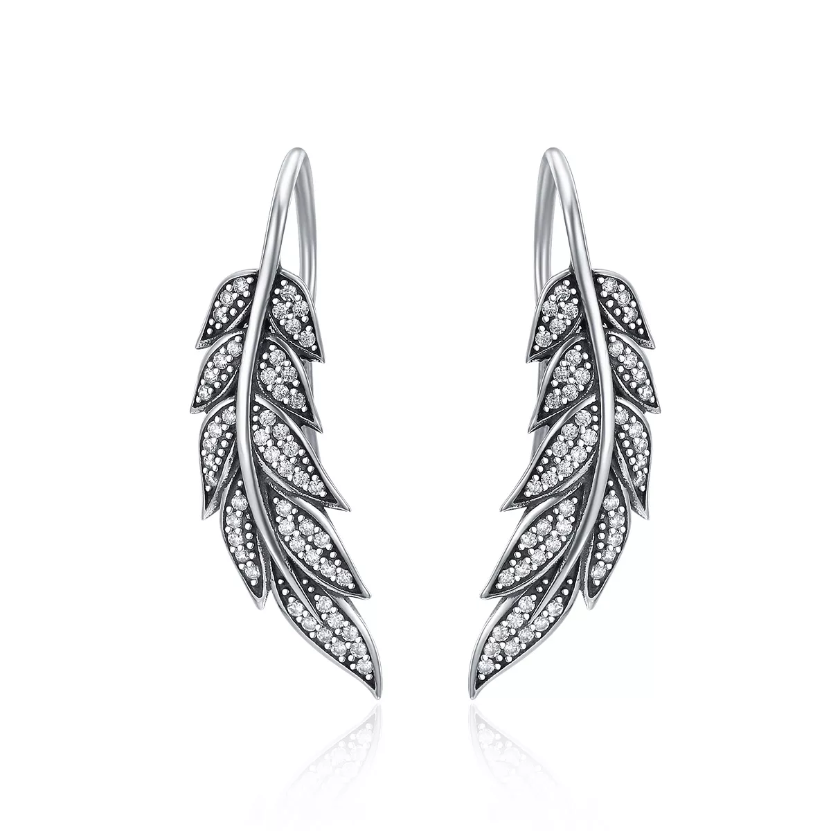 pendientes colgantes enamorados con hojas de plata estilo pandora sce215