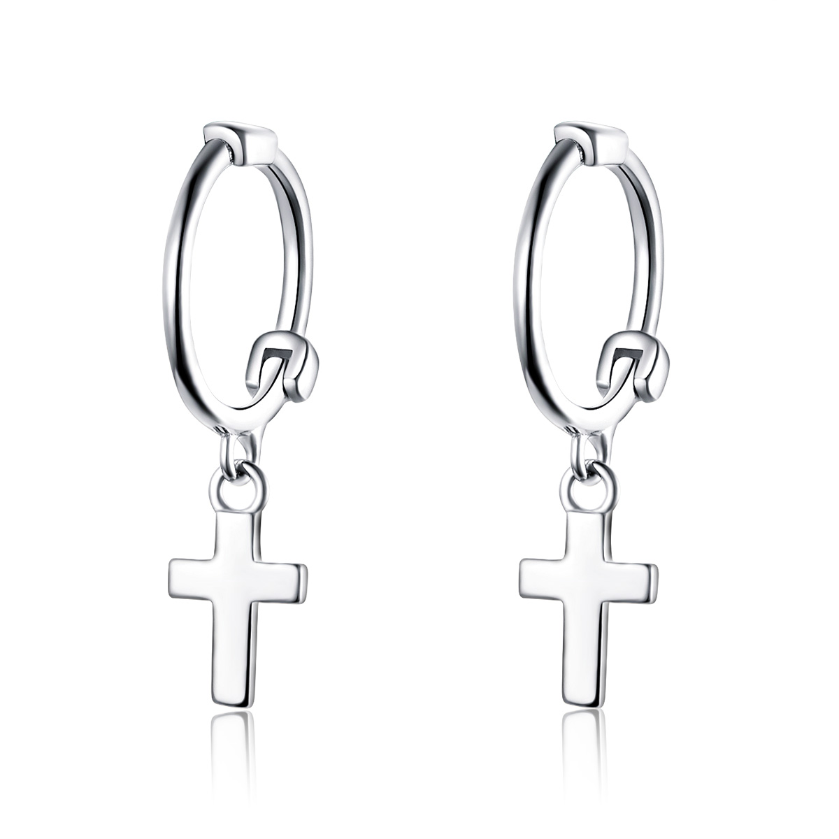 pendientes colgantes estilo pandora de cruz plateada sce547
