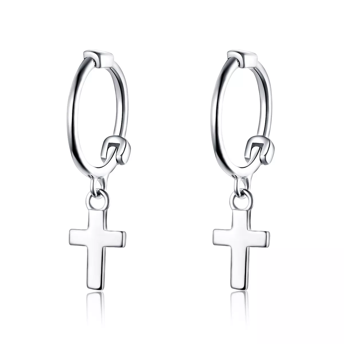 pendientes colgantes estilo pandora de cruz plateada sce547