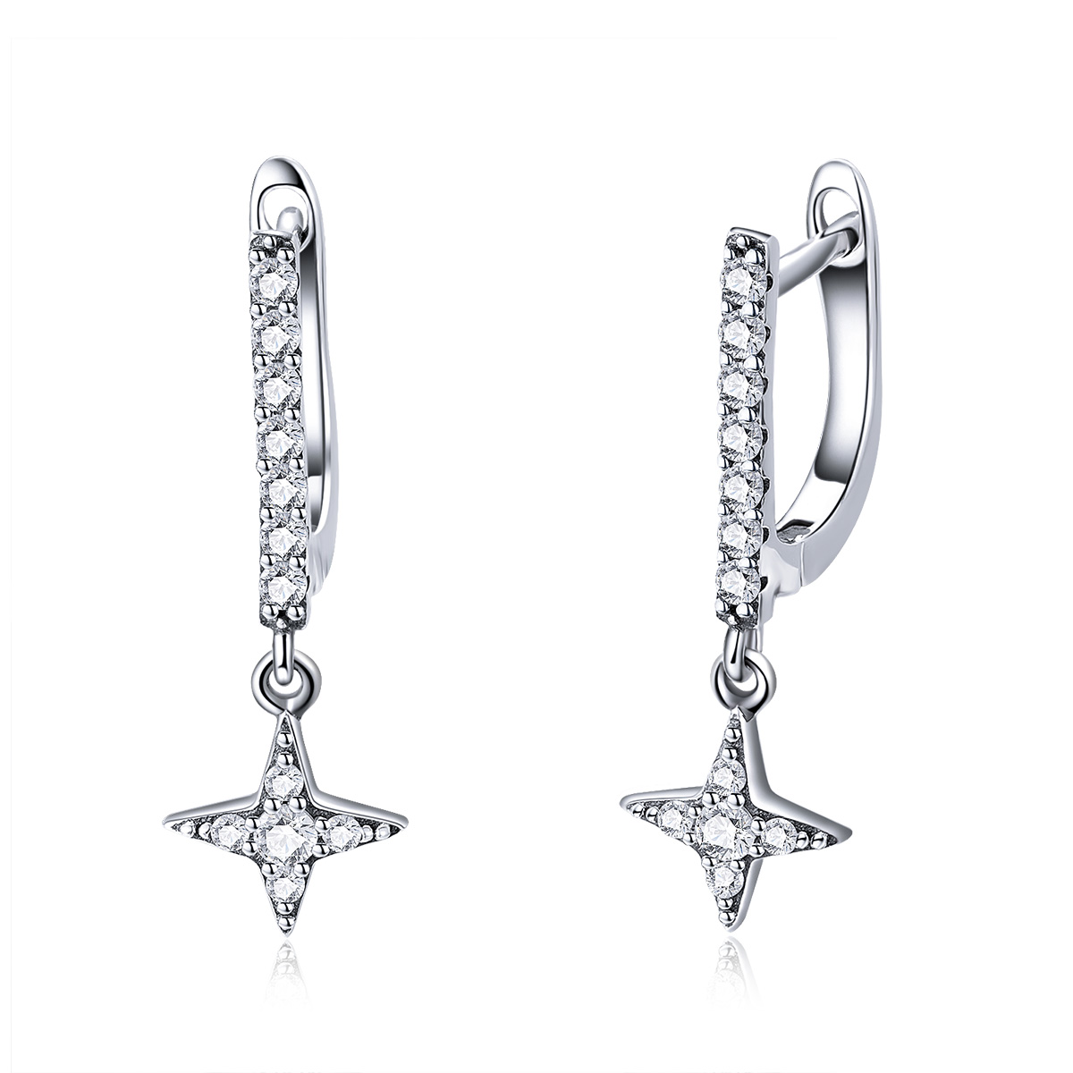 pendientes colgantes estilo pandora de plata con destelde noche sce446