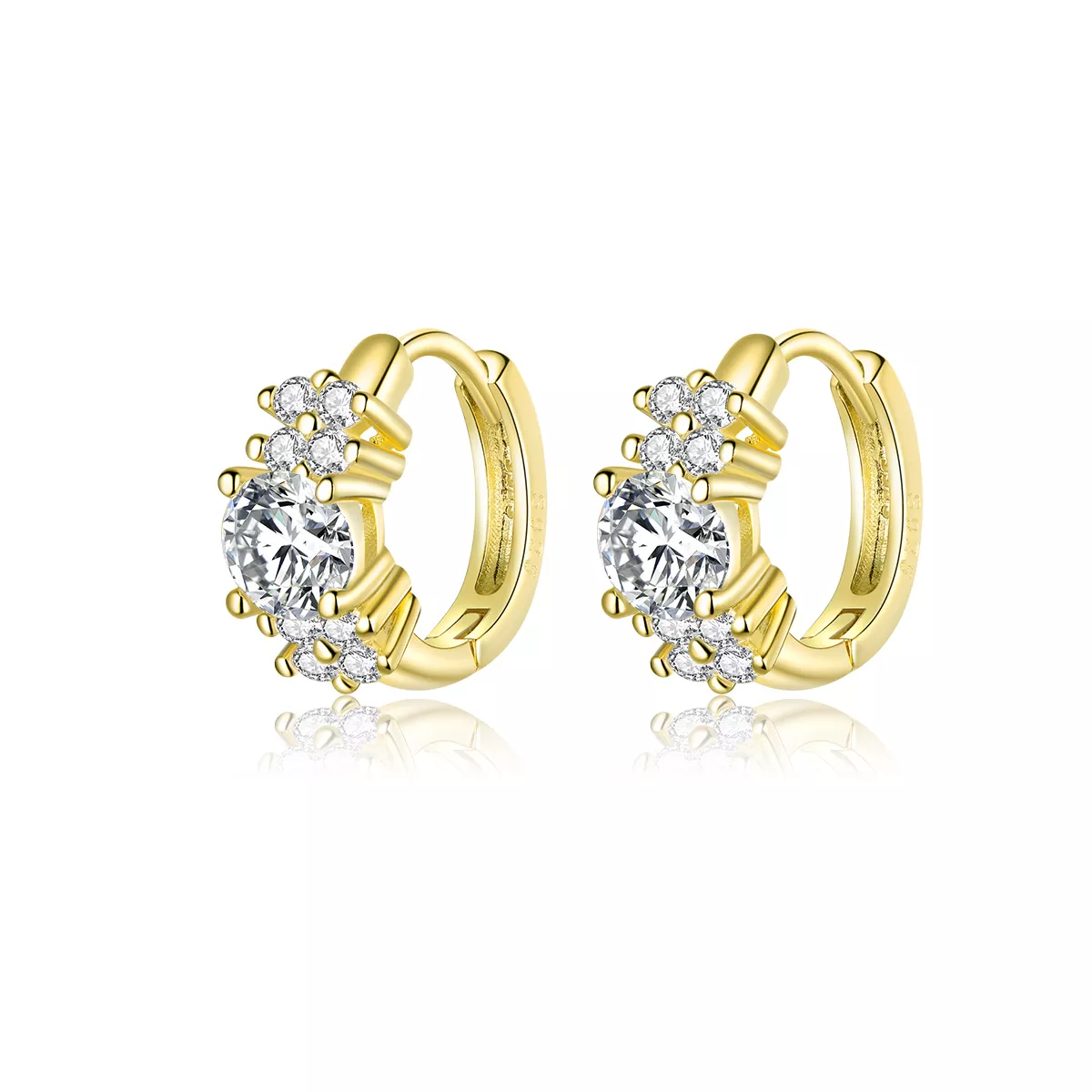 pendientes de argolla estilo pandora plateados y bañados en oro con brillo romántico sce485 b
