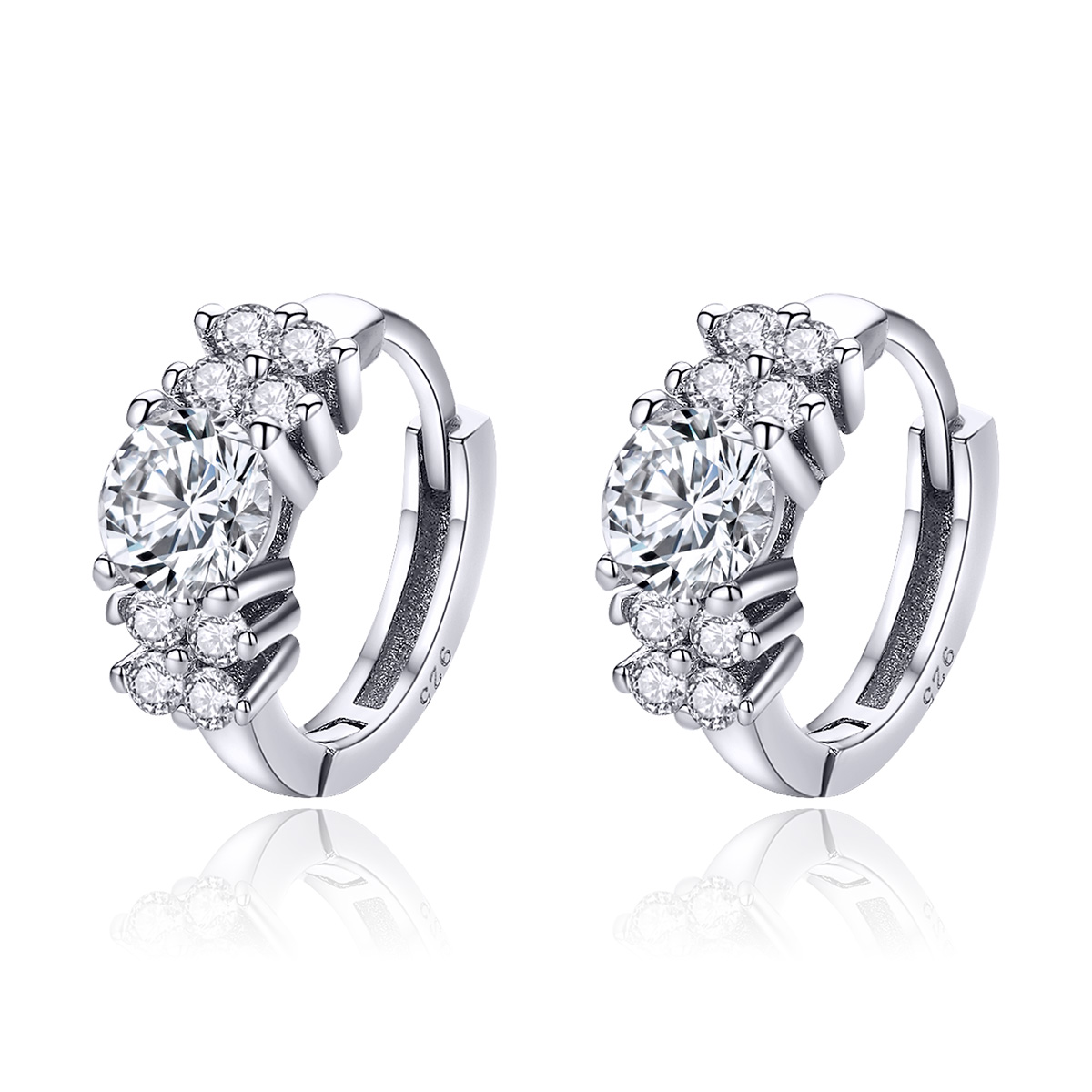 pendientes de aro estilo pandora en plata con brillo romántico sce485