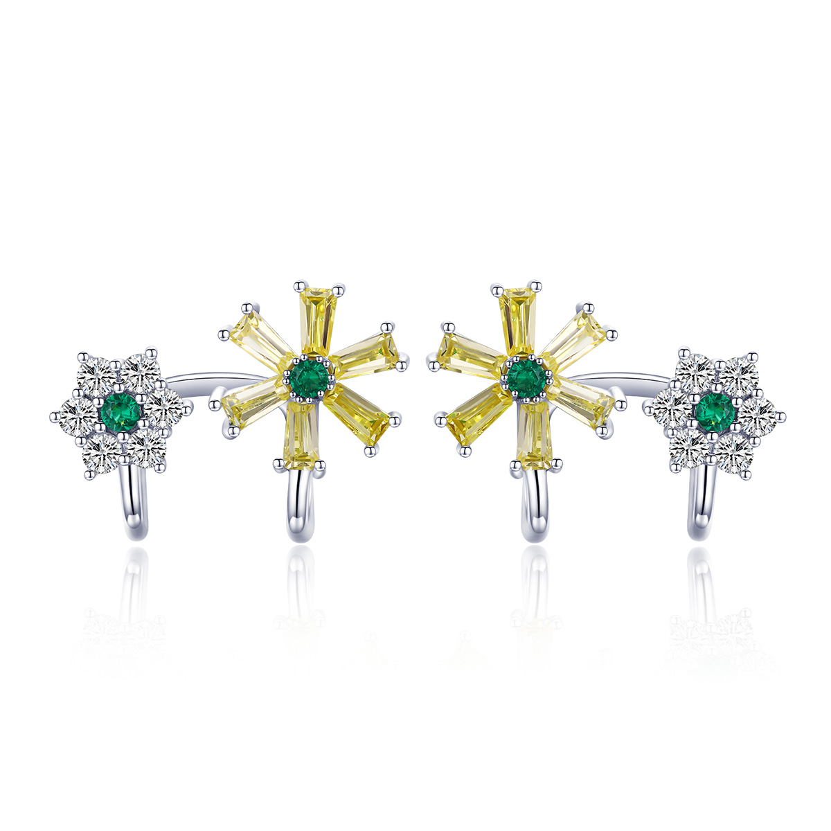 pendientes de botón con flores de margarita plateadas estilo pandora sce487