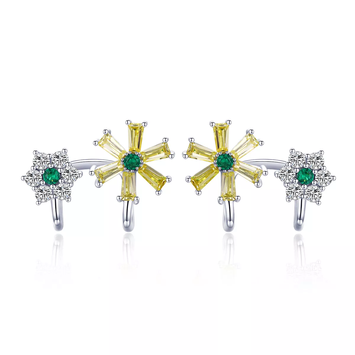 pendientes de botón con flores de margarita plateadas estilo pandora sce487