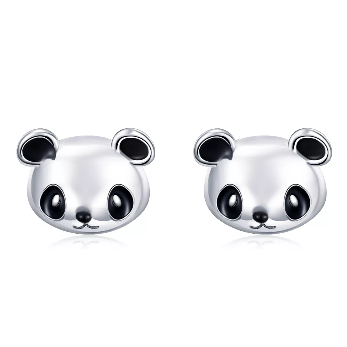 pendientes de botón de plata estilo pandora con lindo diseño de panda sce386