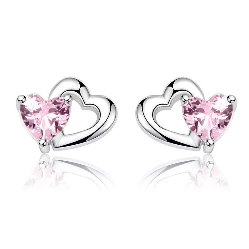 pendientes de botón estilo pandora de corazón y alma en plata sce090